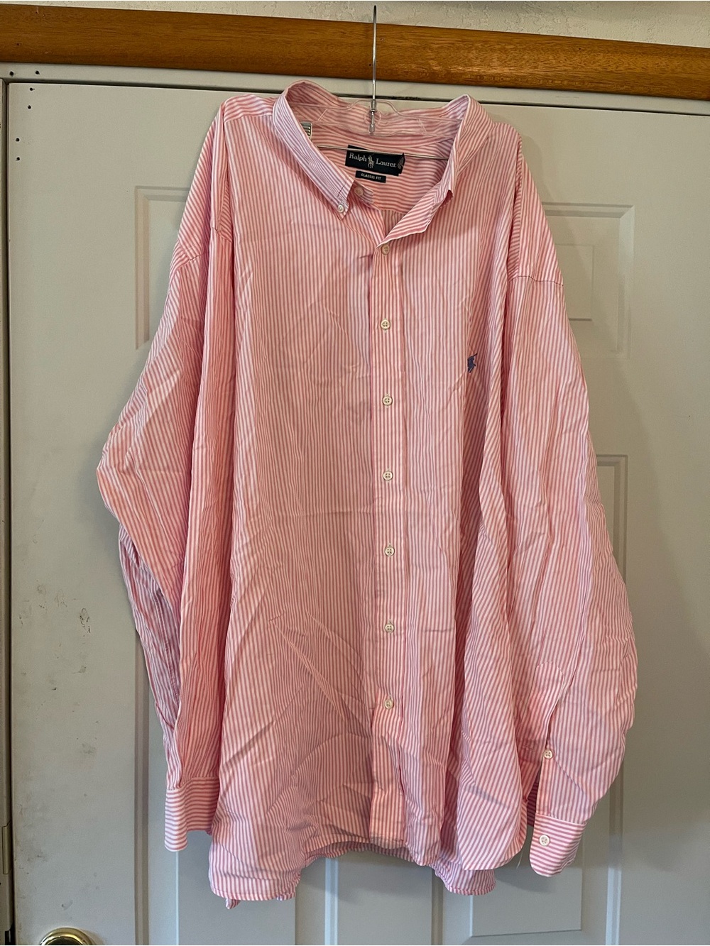 Ralph Lauren Classic Fit 5XB Pink/White Striped Long Sleeve Button-Down